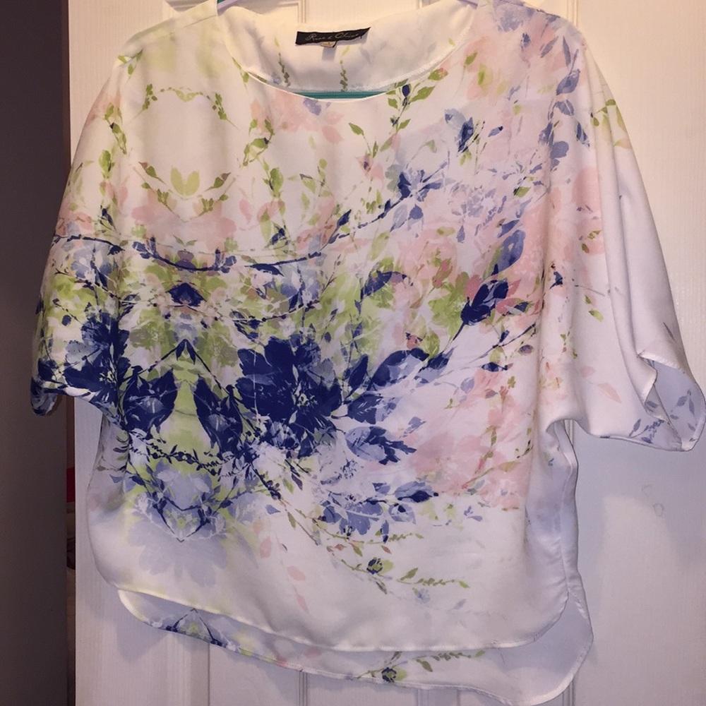 Pretty Dolman/Cocoon Sz Small, Rose & Olive blouse